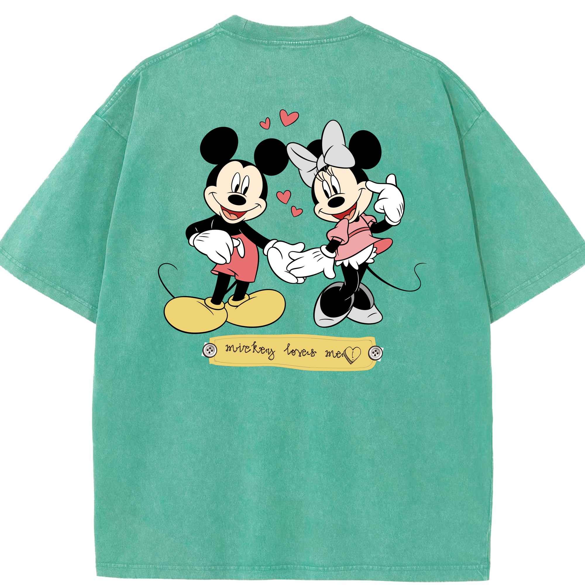 （画像用） ミッキーマウス Mickey Mouse 綿100% ヴィンテージ風 半袖Tシャツ（背面プリント）